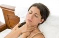 Woman having sore throat